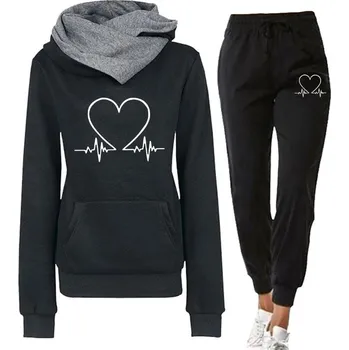 Dámská dvoudílná zateplená tepláková souprava Barva: Černá, Velikost: XXL