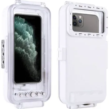 Pouzdro na mobilní telefon Vodotěsné pouzdro pro profesionální potápění a šnorchlování až do 40 metrů pro iPhone 13 Pro - bílé