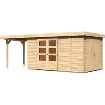 Zahradní domek dřevěný domek KARIBU RETOLA 6 + přístavek 240 cm (82968) natur