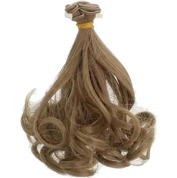 Výtvarná sada Vlásky pro panenky 25Cm tmavě plavé vlnité (Paruka / vlasy pro panenky 25 cm vlnité tmavě plavé)