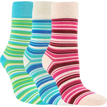 Pánské ponožky Ponožky zdravotní 1203423, proužky mix, zkrácené, bez gumiček, dámské, 3 páry, vel. 35-38
