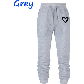 Dámské kalhoty Dámské tepláky s potiskem srdce Barva: Šedá, Velikost: 4XL