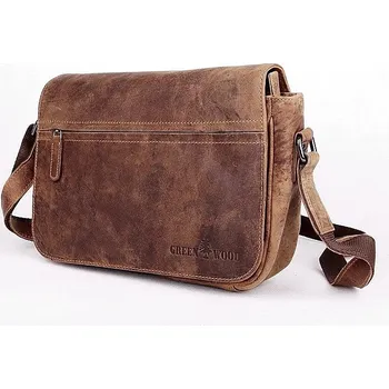 Středně velká kožená hladká hnědá crossbody taška GreenWood no. 396677