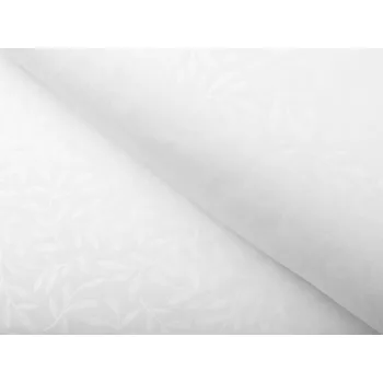 Dekorační látka Sofia SF-001 Bílé vyrážené větvičky s lístky - šířka 160 cm