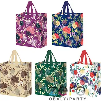 Taška ekologická s uchy 30+14x34 cm - květy (mix)