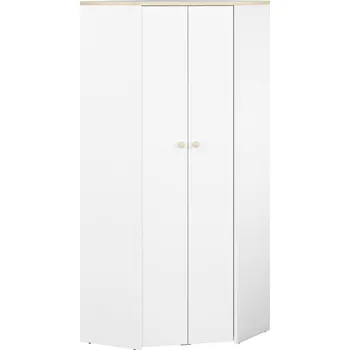 Dětská skříň Nábytek PEGAS s.r.o. Rohová šatní skříň Elmo 03, Bílá Alpská/Buk Fiord