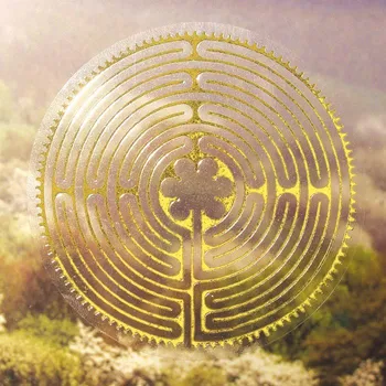 Okenní dekorace Nálepka set 4 +1 - Labyrint, zlatá