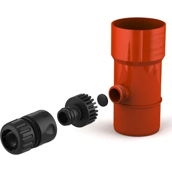 okap BRYZA Sběrač dešťové vody Ø 63 mm se závitem 3/4", Cihlově červená RAL 8004