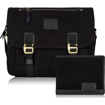 Peněženka Paolo Peruzzi Dárková sada: Pánská textilní taška a textilní peněženka; černá