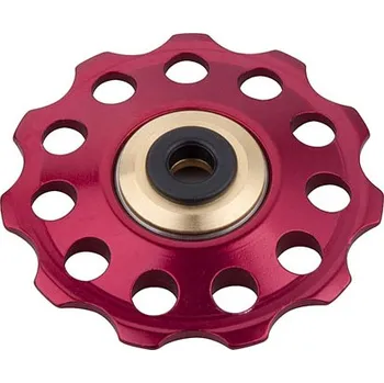 Přesmykač Kladka PRO-T Plus s průmyslovým ložiskem děrovaná dural 11 zubů červená
