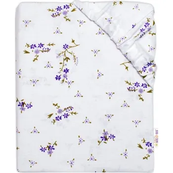 Bavlněné prostěradlo, Levandule, Baby Nellys, bíla/fialová, Rozměry 120x60