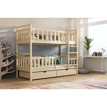 Postel Nabytek-dreveny.cz Patrová postel KAREL 09 90x200 cm masiv Barva postele: Tmavě hnědá