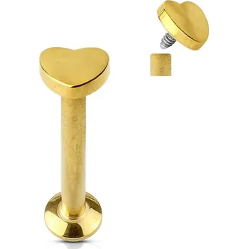 Piercing Šperky4U Piercing do brady - labreta, zlacené srdíčko - LB1034GD-1206