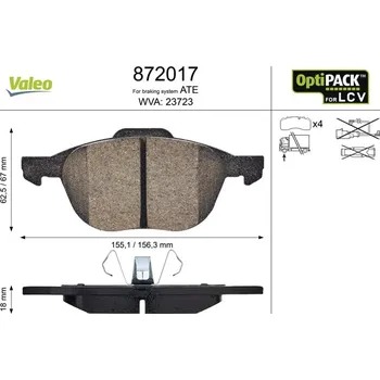 Brzdová destička Sada brzdových destiček, kotoučová brzda VALEO 872017