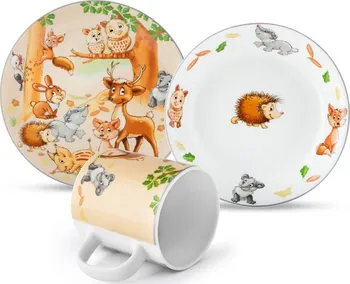 Dětská jídelní sada porcelánová 3 ks lesní zvířátka