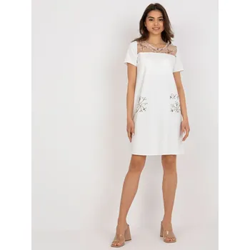 Dámské šaty Koktejlové minišaty s krajkou Lakerta smetanové EU velikost: XL