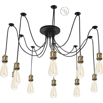 RETROC MOSAZ PAVOUK svítidlo s 10 rameny po 150 cm - retro vintage mosazné objímky