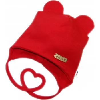 Kojenecká čepice Čepička na zavazování, bavlna, Little Teddy, Baby Nellys, červená, Velikost koj. oblečení 74-80 (9-12m)