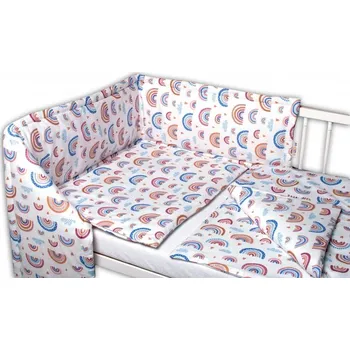 Povlečení Mantinel s povlečením 3D - Duha, pastelová/bílá, 120x90cm, Velikost povlečení 120x90
