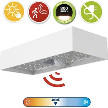 Venkovní osvětlení VELAMP Světlo nástěnné solární LED se senzorem 800lm bílé IP65