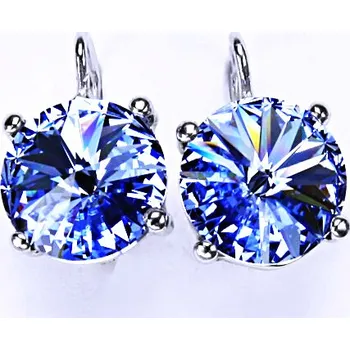 Náušnice Stříbrné náušnice Swarovski krystal Akvamarine - NK1188 (Stříbrné náušnice se Swarovski krystalem)