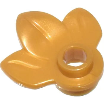 Hračka 32607 Pearl Gold Plant Plate, Round 1 x 1 with 3 Leaves (Perleťově zlatá rostlina, kulatá 1 x 1 se 3 listy)