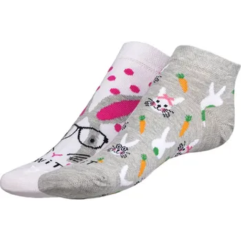 Dámské ponožky BELLATEX Dámské ponožky nízké králík/mrkev (Dámské kotníkové ponožky - každá ponožka jiná)