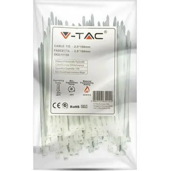 Stahovací páska Stahovací páska na kabely 2,5x100mm, bílá, 100ks balení [11159]