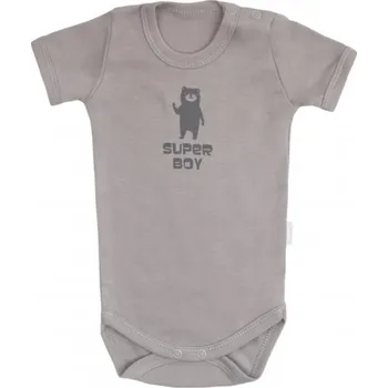 Kojenecký body Mamatti Kojenecké body krátký rukáv Bear - šedá, Velikost koj. oblečení 80 (9-12m)