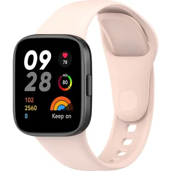 Příslušenství k chytrým hodinkám eses Silikonový řemínek pro Xiaomi Redmi Watch 3 - Béžovo růžový