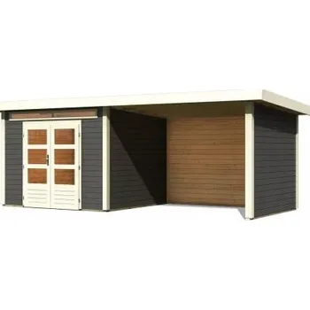 Zahrada dřevěný domek KARIBU KANDERN 6 + přístavek 320 cm včetně zadní a boční stěny (9242) terragrau