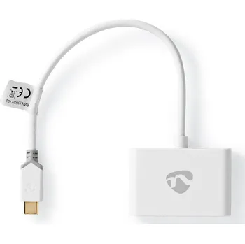 Datový kabel NEDIS USB Adaptér | USB 3.1 Gen1 | USB Typ-C ™ Zástrčka | 2x USB Typ A | 1000 Mbps | 0.20 m | Kulatý | Pozlacené | PVC | Bílá | Box s Okénkem