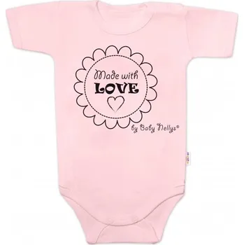 Body krátký rukáv Made with love, Baby Nellys, růžové, Velikost koj. oblečení 74 (6-9m)