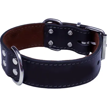 Obojek pro psa HUHUBAMBOO obojek mastná kůže 4 x 70 cm, černý