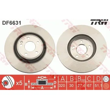 Brzdový kotouč Brzdový kotouč TRW DF6631