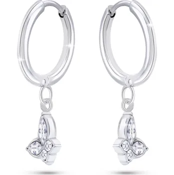 Náušnice biju Náušnice z chirurgické oceli kroužek, visací motýl s čirými zirkony 1002777