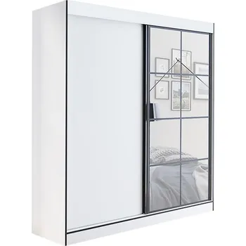 Šatní skříň Jurek Šatní skříň Oslo II 180cm Kombinace barev: Bílá/černá