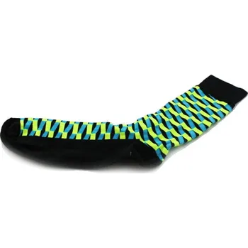 Pánské ponožky Nadměrné ponožky "kvádr" žlutá/ modrá (nadměrná velikost - moderní ponožky)