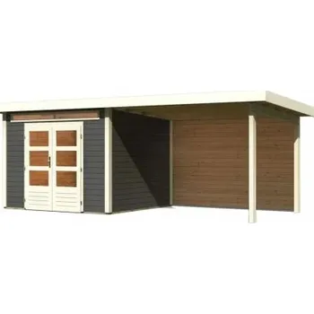 Zahrada dřevěný domek KARIBU KANDERN 6 + přístavek 320 cm včetně zadní stěny (9241) terragrau