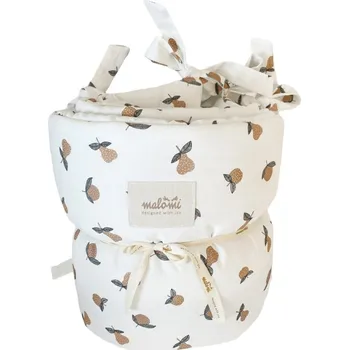 mantinel do postýlky Malomi Kids Bílý bavlněný mantinel do postýlky Garden Fruits 180 cm