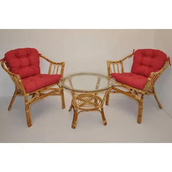 Sedací souprava Axin Trading s.r.o. Ratanová sedací souprava Subaliu - polstry vínový melír