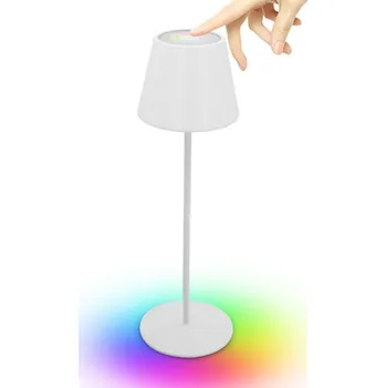Lampička VELAMP Stolní dobíjecí lampa LED RGB s dotykovým spínačem IP 54 bílá