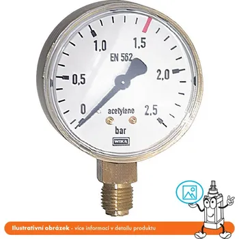 Příslušenství pro vysokotlaký čistič Wika Manometr pro acetylen stranový 0/40 bar - 63 mm - 1/4"