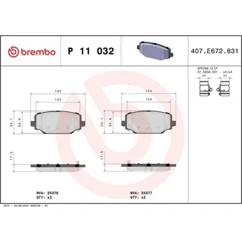 Brzdový systém Sada brzdových destiček, kotoučová brzda BREMBO P 11 032