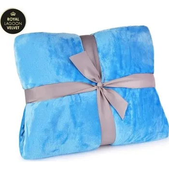 Přehoz na lůžko XXL přehoz 200 x 230 cm ROYAL LAGOON VELVET, blankytně modrý