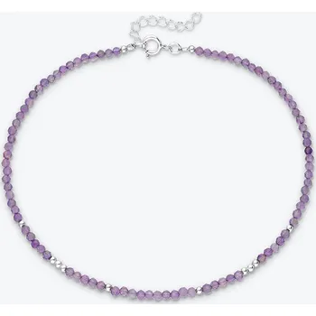Řetízek Nákotník z ametystu se stříbrnými korálky - Ag925