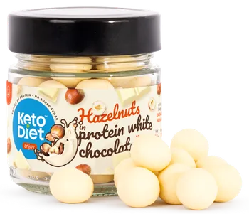 Keto dieta KetoDiet Lískové ořechy v proteinové bílé čokoládě 130 g