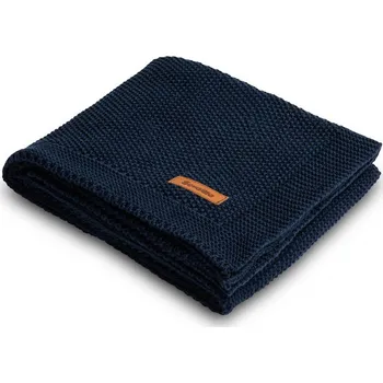 Dětská deka PLETENÁ BAVLNĚNÁ DEKA TMAVĚ MODRÁ 100 X 80