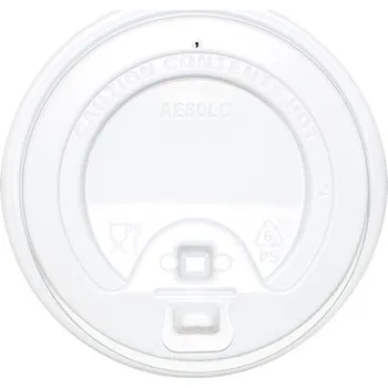 Jednorázové nádobí Víčko PS s otvorem na kelímek papírový 8oz, 80mm s uzávěrem bílé - 1000 ks