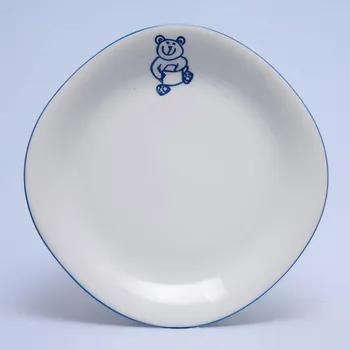 Talíř Suisse Langenthal | Talíř mělký - medvídek, modrá linka, 25 cm, Dětský dekor Kamarádi